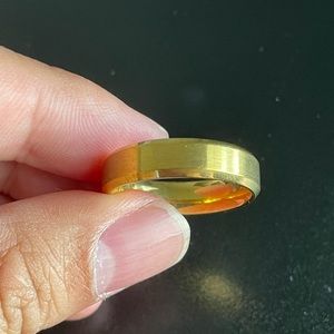 6mm plain gold stainless steel ring